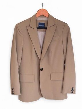 Magaschoni Beige Single-Button Tailored Blazer
